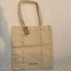Giorgio Armani Cream Tote with Branded Straps